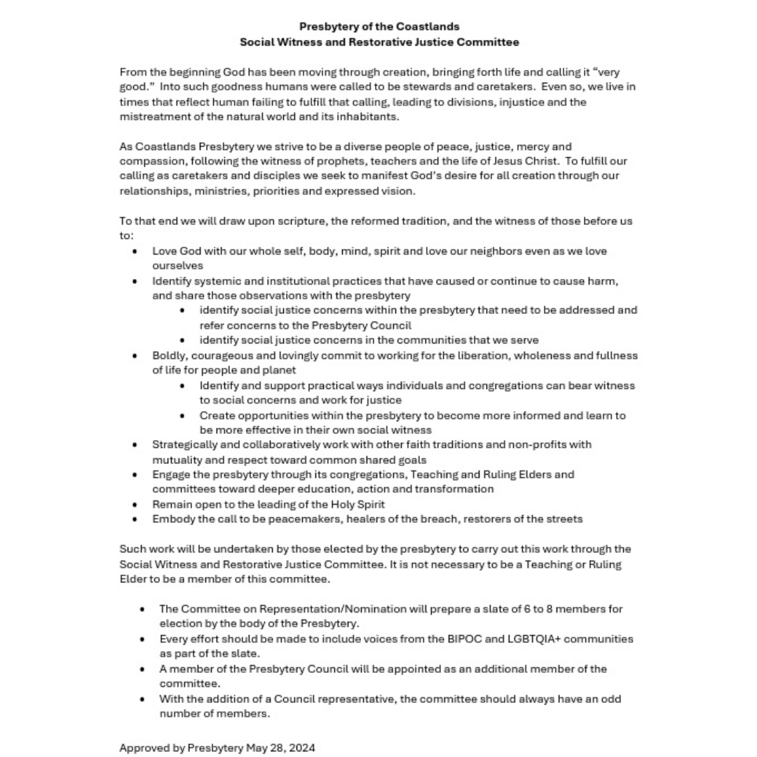 Social Witness and Restorative Justice approved 20